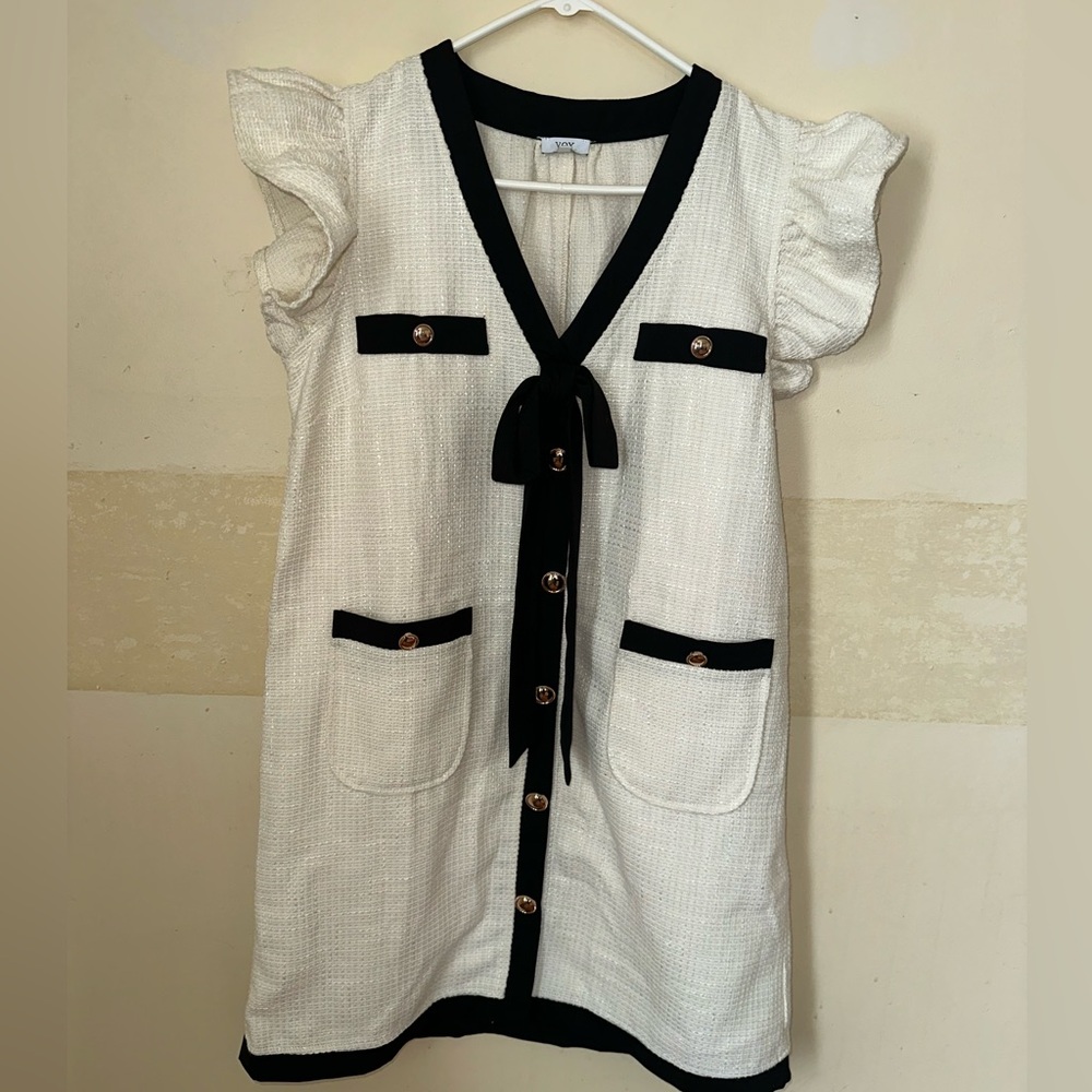 Voy ivory tweed mini dress